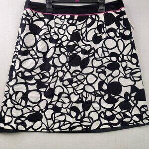 Robert Kitchen A-Line Skirt 10 Black Ivory Abstract Indie Minimalist Coquette